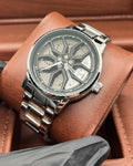 Rotating wheel Watch silver with black Dial