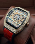 Frank Muller Red Strap with Golden Stone Dial