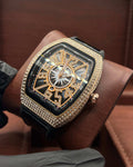 Frank Muller Black Strap with Golden Stone Black Dial